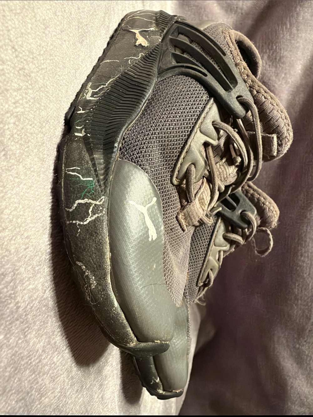 Puma Kids Black and Gray Athletic Sneakers with Subtle White Logo